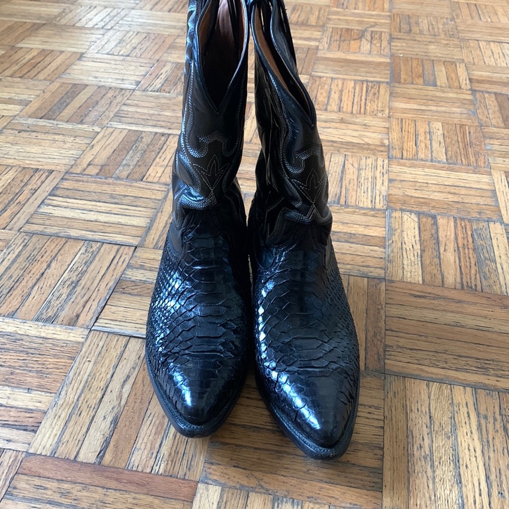 Black Cowboy Men Boots